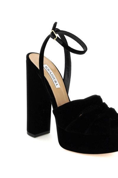 Shop Aquazzura Mira 140 Sandals In Nero