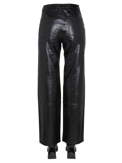 Rotate Birger Christensen Rotie Snake-effect Vegan Leather Straight-leg Pants In Black