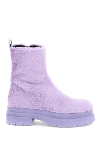 Shop Jw Anderson Faux Fur Ankle Boots In Lilac