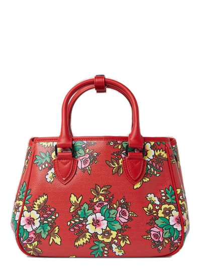 Shop Kenzo Floral-printed Logo Patch Tote Bag In Red