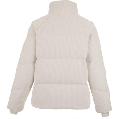 Shop Woolrich Minehart Corduroy Zipped Puffer Jacket In Milky Cream