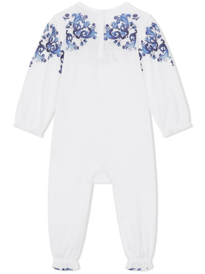 Shop Dolce & Gabbana Majolica-print Babygrow Set In White