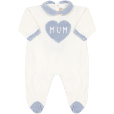 Shop La Stupenderia Ivory Babygrow For Baby Boy With Heart In White