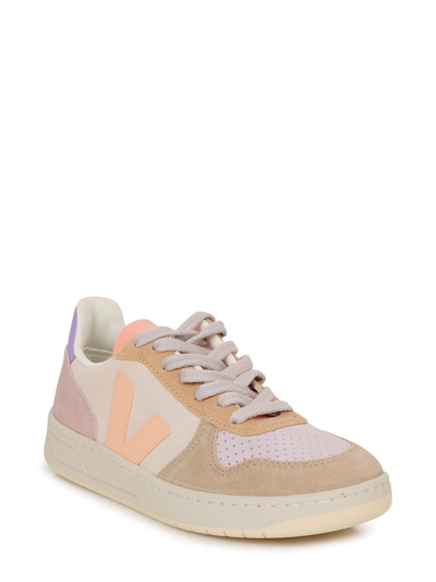 Shop Veja Sneakers V10 Suede In Multico / Peach