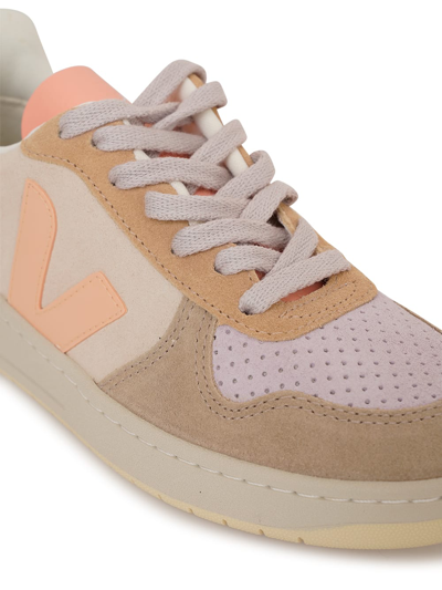 Shop Veja Sneakers V10 Suede In Multico / Peach