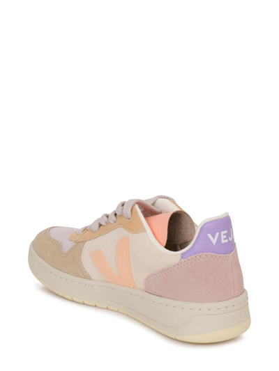 Shop Veja Sneakers V10 Suede In Multico / Peach