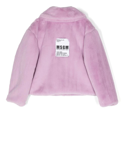 Shop Msgm Lilac Polyester Jacket In Lilla
