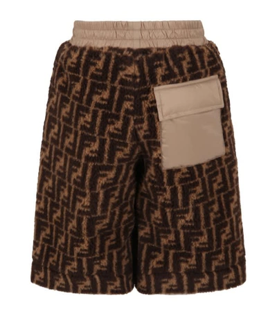 Shop Fendi Shorts With Logo In Brown