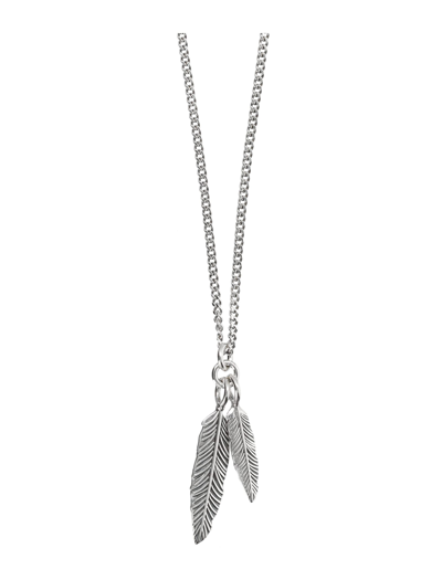 Shop Emanuele Bicocchi Feathers Necklace In Silver