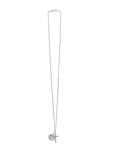 Shop Emanuele Bicocchi Coin And Cross Necklace In Silver