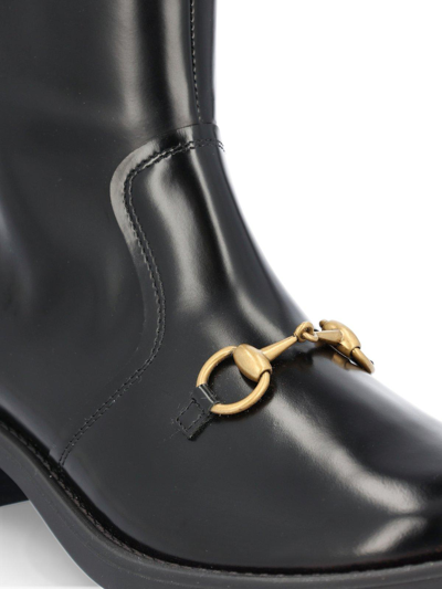 Shop Gucci Horsebit Detailed Round Toe Ankle Boots