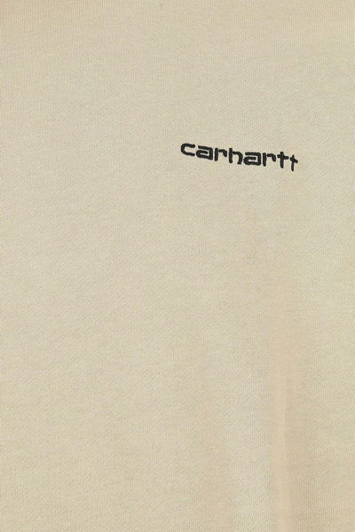 Shop Carhartt Cappuccino Cotton Hooded Script Embroidery Sweat Sweatshirt In Wall/black
