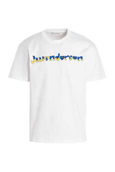 Shop Jw Anderson X Run Hany Logo Printed T-shirt In Bianco