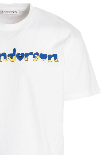 Shop Jw Anderson X Run Hany Logo Printed T-shirt In Bianco