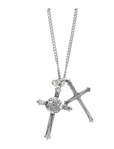 Shop Emanuele Bicocchi Double Cross Necklace In Silver