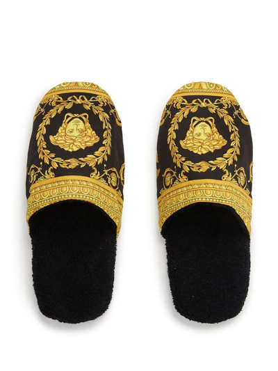 Shop Versace I Love Baroque Slippers In Black