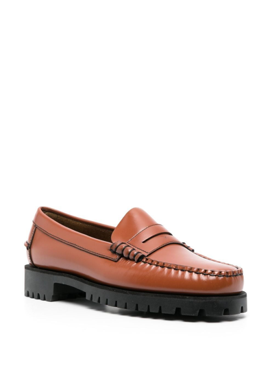 Shop Sebago Dan Leather Penny Loafers In Brown