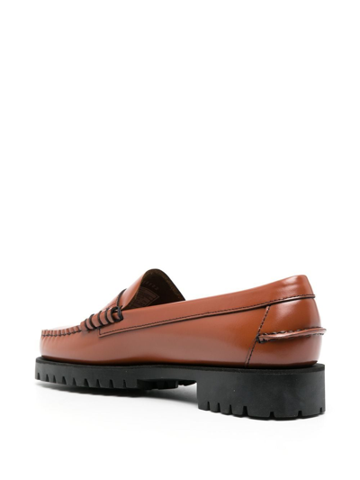 Shop Sebago Dan Leather Penny Loafers In Brown