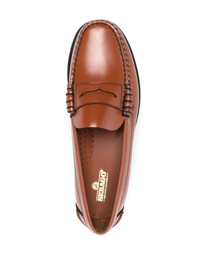 Shop Sebago Dan Leather Penny Loafers In Brown