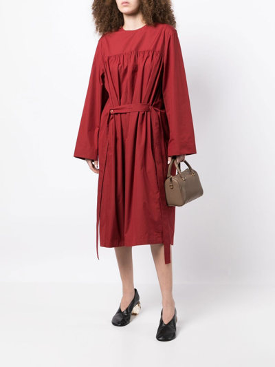 Shop Lemaire Mid-length Pleated Dress In Red