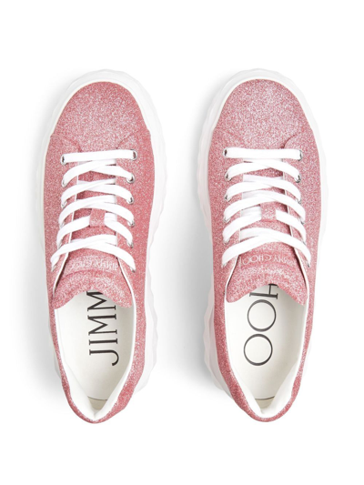 Shop Jimmy Choo Diamond Light Maxi Glitter Low-top Sneakers In Pink