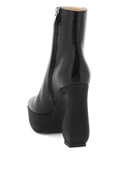 Shop Si Rossi Nappa Leather Ankle Boots With Crepe Plateau In Black