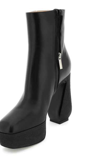 Shop Si Rossi Nappa Leather Ankle Boots With Crepe Plateau In Black