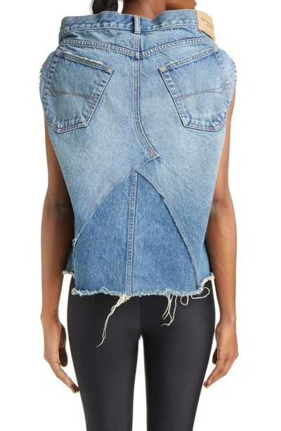 Shop Balenciaga Pants Denim Top In Blue