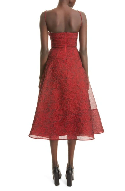 Shop Erdem Doris Organza Fit & Flare Midi Dress In Red