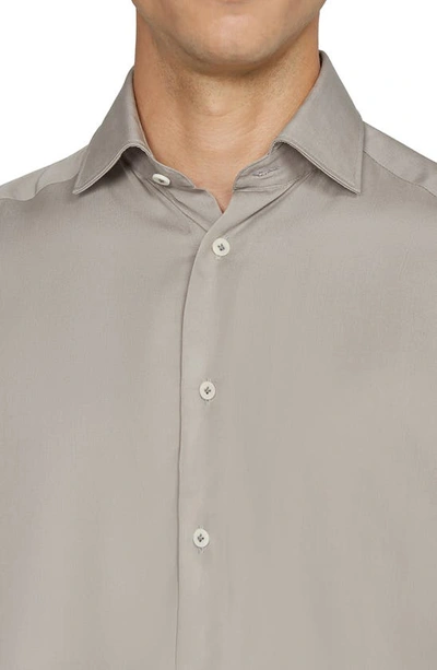 Shop Jack Victor Chambray Button-up Shirt In Pale Grey