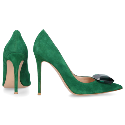 Gianvito Rossi Jaipur 105 Crystal-embellished Suede Pumps In Green |  ModeSens