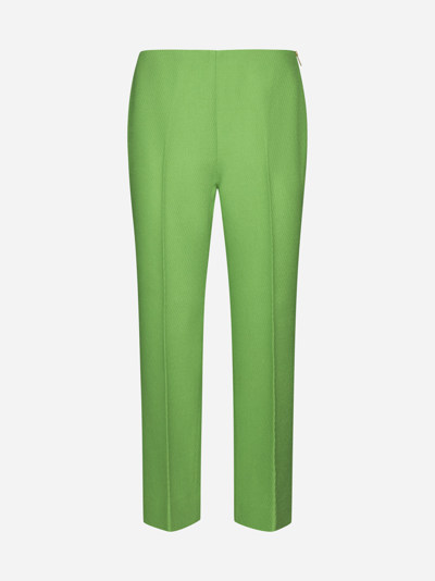 Shop Gucci Wool Cropped Trousers In Bright Emerald Green