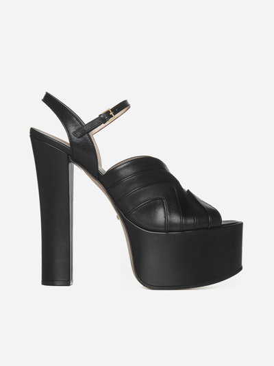 Shop Gucci Keyla Leather Platform Sandals In Black
