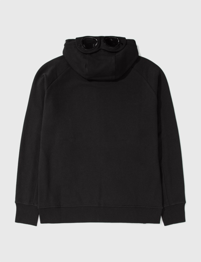 Shop C.p. Company Diagonal Raised Fleece Goggle Hoodie In Black