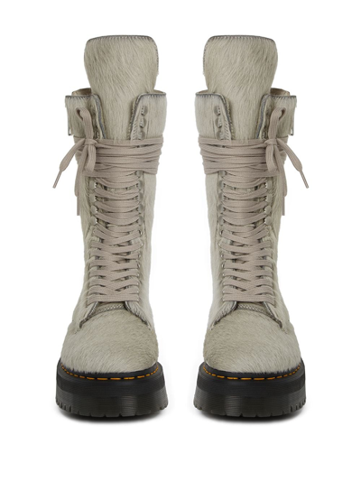 Shop Rick Owens X Dr. Martens 1918 Hair-on Platform Boots In Grey