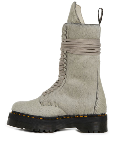 Shop Rick Owens X Dr. Martens 1918 Hair-on Platform Boots In Grey