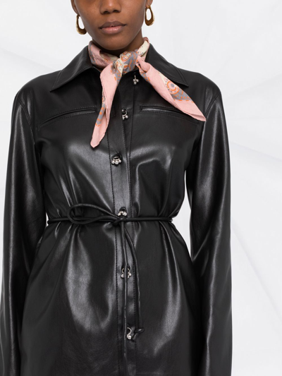 Shop Nanushka Faux-leather Dangling-button Shirt In Black