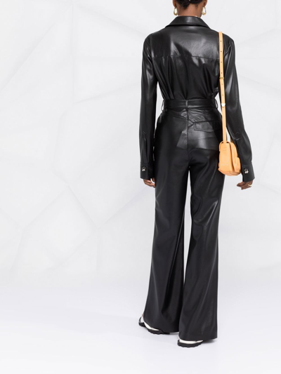 Nanushka Faux-leather Dangling-button Shirt In Black