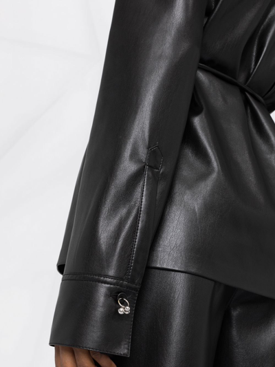 Nanushka Faux-leather Dangling-button Shirt In Black