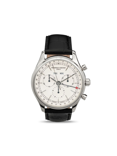 Shop Frederique Constant Classics Quartz Chronograph Triple Calendar 40mm In White