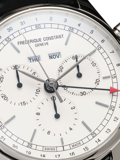Shop Frederique Constant Classics Quartz Chronograph Triple Calendar 40mm In White
