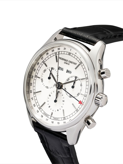 Shop Frederique Constant Classics Quartz Chronograph Triple Calendar 40mm In White