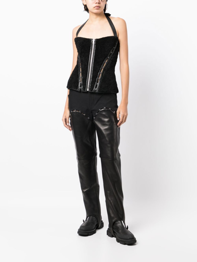 Shop Dion Lee Reversible Shearling Corset In 黑色
