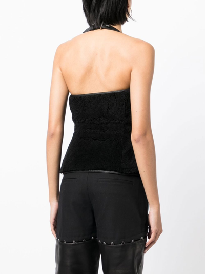 Shop Dion Lee Reversible Shearling Corset In 黑色