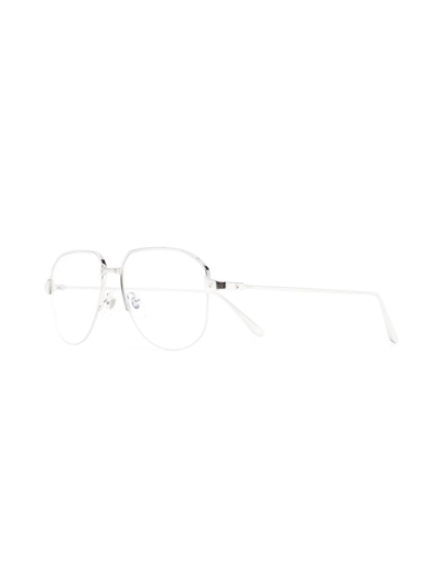 Shop Cartier Pilot-frame Glasses In 银色