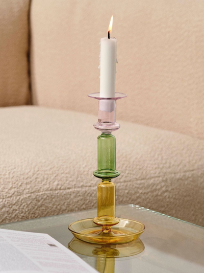 Shop Hay Flare Colour-block Candle Holder In 黄色