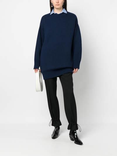 Sa Su Phi Drop-shoulder Cashmere Jumper In Blue