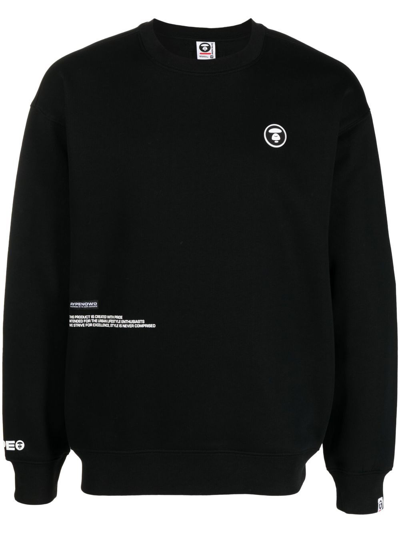 Shop Aape By A Bathing Ape Logo-patch Long-sleeve Sweatshirt In 黑色