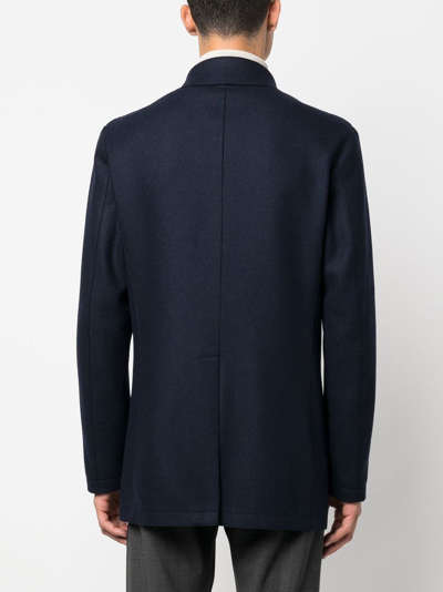 Shop Eleventy Double-breasted Wool Coat In 蓝色