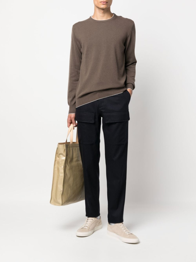 Shop Eleventy Cashmere Fine-knit Jumper In 褐色